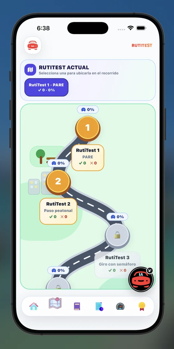 RutiTest: mapa de rutas prácticas de conducción